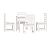 vidaXL Garden Dining Set Patio Table and Chair 5 Piece White Solid Wood Pine