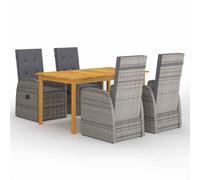 (grey, 150 cm table length) vidaXL Garden Dining Set PatioTable and Chairs with Cushions Poly Rattan