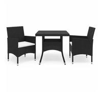 Garden Dining Set Poly Rattan and Tempered Glass Black/Brown 3/5 Piece vidaXL