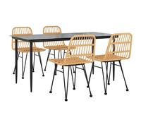 Garden Dining Set Poly Rattan Black/Brown Multi Sizes 3/5/7/9 Piece vidaXL