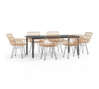 Garden Dining Set Poly Rattan Black/Brown Multi Sizes 3/5/7/9 Piece vidaXL