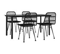 vidaXL 5 Piece Garden Dining Set Black Poly Rattan