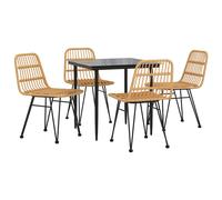 (brown, 80 cm table length/ 5 piece) vidaXL Garden Dining Set Poly Rattan Black/Brown Multi Sizes 3/5/7/9 Piece