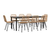 Garden Dining Set Poly Rattan Black/Brown Multi Sizes 3/5/7/9 Piece vidaXL