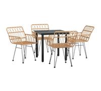 Garden Dining Set Poly Rattan Black/Brown Multi Sizes 3/5/7/9 Piece vidaXL