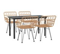 vidaXL 5 Piece Garden Dining Set Black Poly Rattan