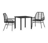 vidaXL Garden Dining Set 5 pcs Black Poly Rattan, Black
