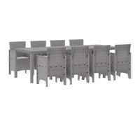 vidaXL Garden Dining Set 9 pcs Light Grey Polt rattan, Grey