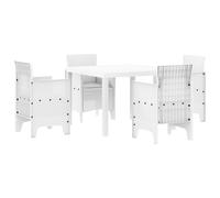 vidaXL Garden Dining Set 5 pcs White Polt rattan, White