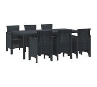 vidaXL Garden Dining Set 7 pcs White Polt rattan, White