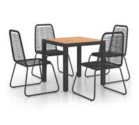 vidaXL 3 Piece Garden Dining Set PVC Rattan Black