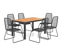 Garden Dining Set PVC Black/Black and Brown 3/5/7/9 Piece Multi Models vidaXL