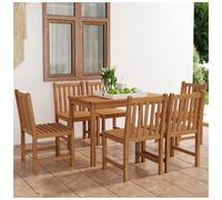 Garden Dining Set Seasoned Teak Wood Warm Colour 120x70x77cm Table +6pcs.