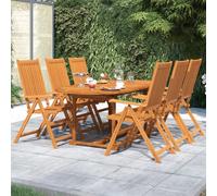 Garden dining set solid acacia wood 7pc extendable 120-170cm natural oil finish