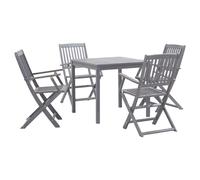 Garden Dining Set Solid Acacia Wood Grey 80x80x74cm 5pc Folding Chairs for Patio