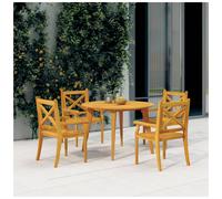 Garden Dining Set Solid Acacia Wood Natural 85cm Round Table Outdoor + 2 Chairs