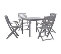 Garden Dining Set Solid Acacia Wood Outdoor Grey 80x80x74cm Table +4 Fold Chairs