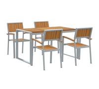 Garden Dining Set 5 pcs Grey Solid Acacia Wood