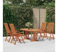 Garden Dining Set Solid Eucalyptus 150-200x100x75cm Reddish-Brown 5pc Extendable