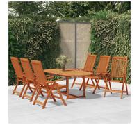 Garden Dining Set Solid Eucalyptus Wood Reddish-Brown Extendable Table +4 Chairs