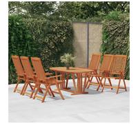 Garden dining set - solid eucalyptus wood, reddish-brown, table 150-200x100x75cm
