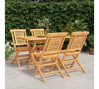 Garden Dining Set Solid Teak 120x70x75cm 5p Foldable Chairs Parasol Natural Teak