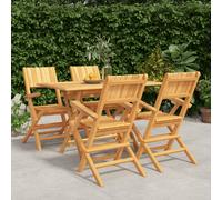 Garden Dining Set Solid Teak 120x70x75cm Natural Teak 4 Folding Chairs Waterbase