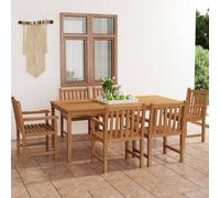 Garden Dining Set Solid Teak Fine-Sanded 200x100cm Patio Table with 2 Benches