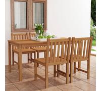 Garden Dining Set Solid Teak Hardwood Warm Brown 160x80 cm 5pc Weatherproof