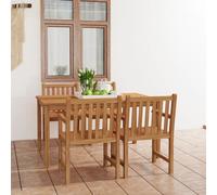 Garden Dining Set Solid Teak Wood 150x90 cm Natural Finish 2 Benches Fine Sanded