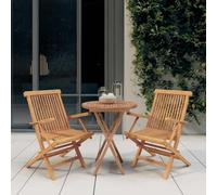Garden Dining Set Solid Teak Wood Natural 60x75cm Table 55x60x89cm Foldable 2pc