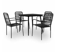 Garden Dining Set Table and Chair Cotton Rope & Steel Black 3/5 Piece vidaXL