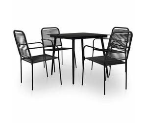 Garden Dining Set Table and Chair Cotton Rope & Steel Black 3/5 Piece vidaXL