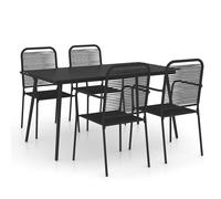 vidaXL Garden Dining Set 7 Piece Cotton Rope and Steel Black Furniture Set