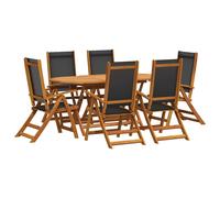 Garden Dining Set Table and Chairs Solid Wood Acacia and Textilene vidaXL