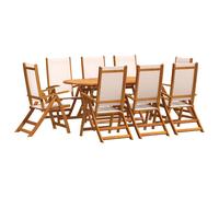 Garden Dining Set Table and Chairs Solid Wood Acacia and Textilene vidaXL