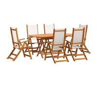 vidaXL Garden Dining Set 7 Piece Table & Chair Solid Wood Acacia and Textilene