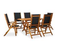 Garden Dining Set Table and Chairs Solid Wood Acacia and Textilene vidaXL