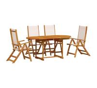 Garden Dining Set Table and Chairs Solid Wood Acacia and Textilene vidaXL