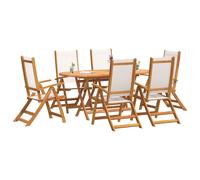 Garden Dining Set Table and Chairs Solid Wood Acacia and Textilene vidaXL