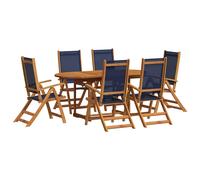 Garden Dining Set Table and Chairs Solid Wood Acacia and Textilene vidaXL