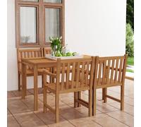 Garden Dining Set Teak Solid Fine Sanded Hardwood 140x80cm Outdoor Brown Bench.