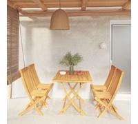 Garden Dining Set Teak Warm Brown 120x70x75cm Foldable 4pc Table & Chairs 110kg