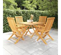 Garden Dining Set Teak Wood Warm Colour Table 85cm Chairs 47x60x89cm Fold 4pc UK