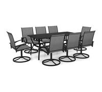 vidaXL Garden Dining Set 9 Piece Textilene and Steel Table and Chairs Outdoor