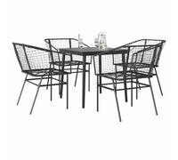 Garden Dining Set UV-Resistant 80 x 80 x 74 cm Black Steel Glass Set of 5