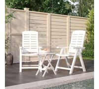 Garden Dining Set White Reclining 4-pos 2 Chairs 1 Table 44.5x38.5x50cm Outdoor