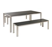 Beliani Garden Dining Set With Benches 6 Seater Nardo Black/ Silver
