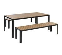 Garden Dining Set with Benches 6 Seater NARDO Brown/ Black