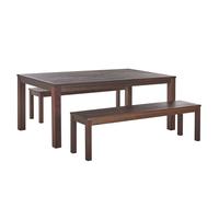 Garden Dining Set with Benches 6 Seater TUSCANIA Dark Brown Eucalyptus Wood